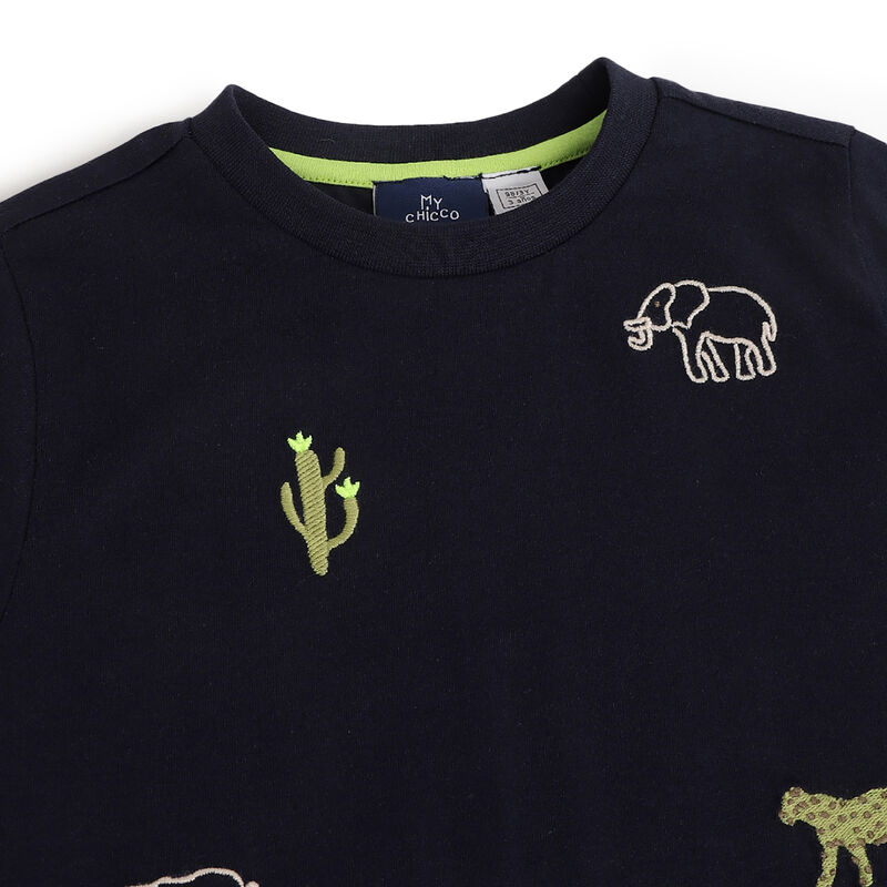 Boys Dark Blue Printed Short Sleeve T-Shirt image number 2